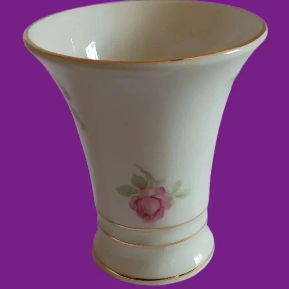 Schumann Germany rose vase white gold pink